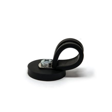 Rubber Coated Cable Holding Magnet - 1.22 in. dia x 1/4 in. high with 5/8 in. Rubber Clamp - 12.5lbs Pull