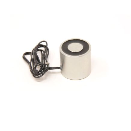 Electromagnet with 1/4-20 UNC Mounting Hole - 12V DC/3.3W - 1-9/16 in. dia x 1-9/16 in. thick - 59.54lbs Pull