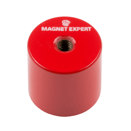 Alnico 5 Deep Pot Magnet c/w M6 threaded hole - 1-1/16 in. dia x 1 in. thick - 13.23lbs Pull