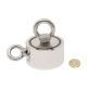 N42 Neodymium Pot Magnet with 2x M10 Eyebolts + 10m Rope - 3 in. dia x 1 in. - 441lbs Pull