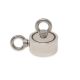 N42 Neodymium Pot Magnet with 2x M8 Eyebolts + 10m Rope - 2-1/4 in. dia x 1-3/16 in. - 264.6lbs Pull