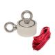 N42 Neodymium Pot Magnet with 2x M8 Eyebolts + 10m Rope - 2-1/4 in. dia x 1-3/16 in. - 264.6lbs Pull