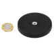 Rubber Coated POS Magnet c/w M6 Boss Thread (Flush x 1/3 in. deep) - 2-9/16 in. dia x 1/3 in. high - 44.1lbs Pull