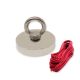 N42 Neodymium Pot Magnet with M10 Eyebolt + 10m Rope - 3 in. dia x 19/32 in. - 441lbs Pull