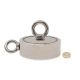 N42 Neodymium Pot Magnet with 1x M12 and 1x M10 Eyebolt + 32.8 feet Rope - 4-9/16 in. dia x 1-1/4 in. - 882lbs Pull