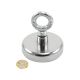 Ceramic Recovery Magnet with M10 Eyebolt and 10 Metre Rope - 3-5/32 in. dia x 2-3/4 in. tall - 132.3lbs Pull