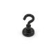 Black Painted Neodymium Hook Magnet with M4 Hook - 5/8 in. - 21.39lbs Pull