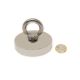 N42 Neodymium Pot Magnet with M10 Eyebolt + 10m Rope - 3 in. dia x 19/32 in. - 441lbs Pull