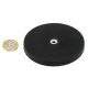 Black Rubber Coated POS Magnets Countersunk with M6 Boss Thread (Flush x 1/4 in. deep) - 3-3/8 in. dia x 5/16 in. high - 92.61lbs Pull