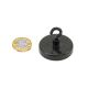 Ceramic Black Painted Clamping Magnet with M4 Hook - 1-9/16 in. dia - 22.5lbs Pull