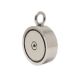 N42 Neodymium Pot Magnet with 1x M12 and 1x M10 Eyebolt + 32.8 feet Rope - 4-9/16 in. dia x 1-1/4 in. - 882lbs Pull