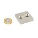 N42 Neodymium Countersunk Rectangular Magnet - 1-7/8 in. x 1-7/8 in. x 3/8 in. thick x 5/16 in. Hole - 110.25lbs Pull